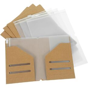 4 Pack Passport Travelers حامل دفتر - إكسسوارات دفتر المسافرين ، حامل جواز سفر Kraft مع الحقيبة ، كم ، مجلد الملف مجموعة حقيبة شفافة 7.5 × 4.9 بوصة