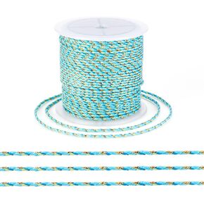 Pandahall 21.8yards 1.5mm ملتوية Macrame Cotton Cord 4-ply Gold Wire Braiding Reading Throug