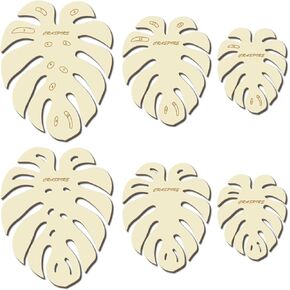 Craspire 6pcs 3 حجم ورقة النخيل مقطع القطع Macrame أوراق الصيف الخشب ريفي القطع الخشبية الطبيعية القطع