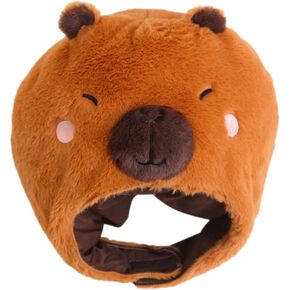 Logofun Plush Capybara Headgear محشوة Capybara أرفار الرأس فروي قبعة الرأس الحيوان رائعتين لملحقات أزياء حفلات تأثيري