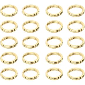 حلقات مفاتيح مقسمة من النحاس النحاسي 20pcs ، قطرها 15 مم (0.59 ") ، مفاتيح نحاسية صلبة للمفاتيح ، المشابك ، مرفقات للسحر ، الحرف اليدوية DIY في المنزل ، السيارة ، استخدام المكتب (الذهب)