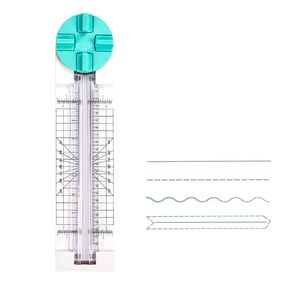HAN SHENG 4-in-1 Paper Trimmer Craft Paper Cutter Multi-Function Scrapbooking Craft Tool for DIY Projects Paper Cutting (Straight Line, Wave Line, Dotted Line, Creasing Lines, Green)