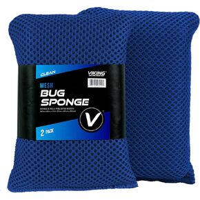 VIKING Mesh Bug Sponge, Car Wash Sponge for Cleaning Bugs and Tar, Royal Blue, 4 inch by 6 inch, 2 Pack