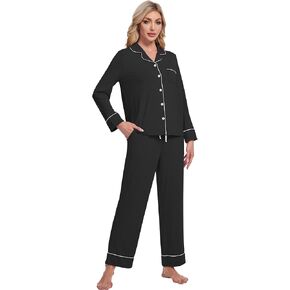 Pajamas Set for Women Soft Long Sleeve Button Down Sleepwear Viscose from Bamboo Pjs S-XXL