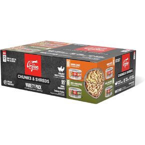 ORIJEN Chunks & Shreds Variety 12 Pack: Original Recipe (6) + Duck & Liver Recipe (6), 3oz