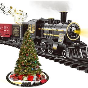 Christmas Train Set, Christmas Tree Train Toys for Boys with Steam/Smoke, Lights and Sound, Christmas Train Sets for Around The Tree, Toddler Model Trains for 3 4 5+Kids/Toddlers Christmas Toys