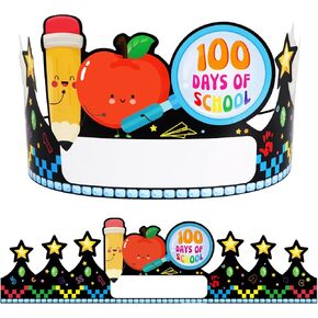 Whatsign اليوم المائة من المدرسة التاج 100 يوم من كرات الورق المدرسي للأطفال 24pcs اليوم 100 من ورقة الديكور المدرسي تاج