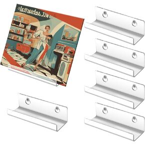 6 Pack Clear Vinyl Record Wall Mount, 4 inch Acrylic Vinyl Display Shelf, Invisible Album Record Wall Hanger Holder for Home, Office