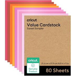 ورقة بطاقة Cricut Cardstock ، Sunset Sampler - 80 ورقة (8.5 "× 11") - متوافقة مع آلات Joy Xtra و Explore و Maker - حجم الرسالة