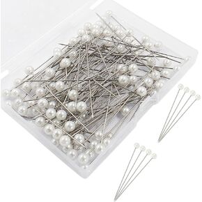 100 pcs Corsage Boutonniere Pins, Round Head Straight Pins Wedding Bouquet Decorations DIY Crafts, Jewelry Making, Sewing (White)