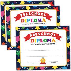 25 Vibrant Colors Stars Certificate of Achievement Awards or Elementary School certificates, Certificates for School Graduation Ceremony, Kindergarten Preschool certificates of Completion.