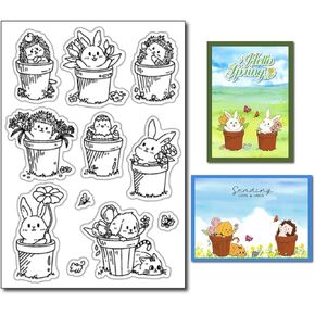Arbuya Happy Easter Greeting Phrases Clear Stamps for Card Making Easter Blessings Hello Spring Transparent Stamps Easter Sentiment Silicone Stamps for Scrapbooking Journals Photo Album Decoration