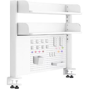 المشبك على الجرف المنظم مع Pegboard متعددة الأغراض سطح المكتب الجرف القفص المطاوع من الحديد المكتب أرفف تخزين خزانة المكتب للمكتب المنزلي مكتب الألعاب (39.4in)