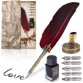 Feather Pen and Ink Set - Feather Quill Pen and Ink Set Dip Pen Antique Feather Pen Signature Pens for Signing Feather Pen Set Calligraphy Set - Pens for Signing Feather Pen Set Calligraphy Pen