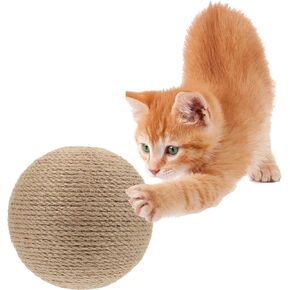Cat Sisal Ball Toy, Interactive Natural Cat Scratching Ball, Scratcher Ball Ideal for Indoor Cats Exercise & Fun