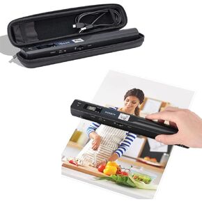 MUNBYN Portable Scanner, Photo Scanner for A4 Documents Pictures Pages Texts in 900 Dpi and 10.5“ x 1.6" x 1.2“ Hard Travel Case for Iscan