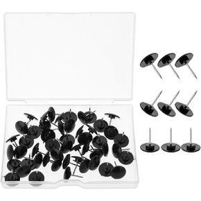 50 Pcs Black Push Pins for Cork Board, Thumb Tacks for Wall Hangings, Decorative Pushpins for Bulletin Board, Steel Point Flat Pins for Hanging