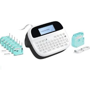 M950 Bluetooth Label Maker Machine with-Tape, Rechargeable Labeling Machine with Backlit LCD,M-K231 Label Tape Replacement for Brother M Tape 12mm 0.47 White 6-Pack