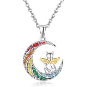 Aeneas Rainbow Bridge Cat Memorial Gifts Netclace Sterling Silver Jewelry Memorial Homiors for Loss of Cat Angel Wings Hights Devents Symble