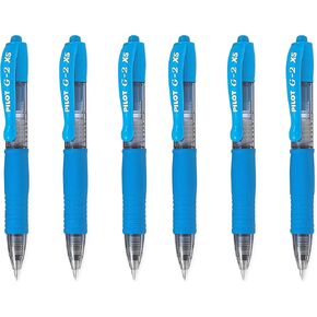 Pilot G2 -XS7 Pixie - Mini Rollerball Pens - عرض خط خط 0.4 مم 0.7 مم - الأزرق الفاتح (6)