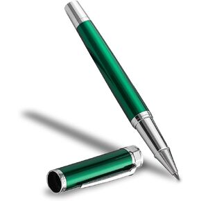 Luxury Rollerball Pen Set - Smooth Writing, Elegant Design, Quick-Drying, Refillable Liquid Ink, 2 Refills (Black, Blue), Ideal for Professionals, Students