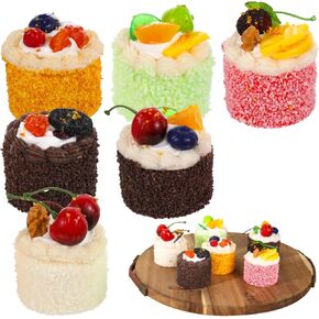 Homaisson Cupcakes الاصطناعية مزيفة ، 6 أجزاء كب كيك موس ، كب كيك الاصطناعي للعرض ، طراز كعكة مع أعلى الفاكهة ، PU ناعمة ، ديكور الثلاجة ، التصوير الفوتوغرافي