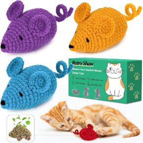 ألعاب القطط الفئران الفئران الرجعية Shaw catnip ، 3 أجزاء من ألعاب حيوانات الفأر ، لعبة تنظيف الأسنان الآمنة للقطط الداخلية
