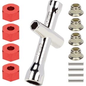 Rcawd Aluminium 12mm Hex Hubs Adapters & M4 حافز القفل المكسرات لـ 1/10 2wd Stampede Slash Rustler RC ، استبدل 1654 3654 (Navy Blue)