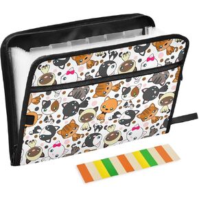 Cat Funny Expanding File Pocket Folder Organizer Cartoon Accordion File Organizer 13 Pockets Expanding File Folders Portable Bill Receipt Organizer