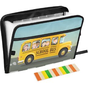 Susiyo Cartoon School School Bus Folder Folder 13 Pocket Explasing Organizer File Fore