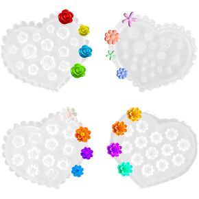 4 PCS Rose Polymer Clay Molds ، Miniature Miniature Clay Mould Clays Clays Press Mould for Clays arrings Decoration Craft and Diy Craft Jewelry Making (Mini Flower)