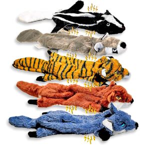 JINDO [Store Closing Deal Dog Squeak Toys 5 Pack No Stuffing Plush Dogs Chew Toy for Small Medium Large Breed Dogs Durable Puppy Teething Interactive to Keep Them Busy Best Birthday Gift