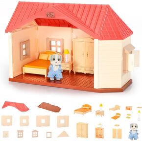 Miebely Dollhouse Playset مع أرقام ، ألعاب Doll Bryan House مع الأثاث والاكسسوارات ، مجموعة DIY Miniature House للبالغين ، الأطفال والأطفال الصغار ، مجموعة اللعب التظاهر ، ألعاب الهدايا للفتيات الذين تتراوح أعمارهم بين 3+