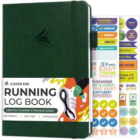 Clever Fox Running Log Book – Complete Run Training Tracker Journal – Runners Planner, Track Gifts & Stuff For Runners, Women & Men (Black)