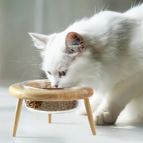 Navaris Areding Cat Bowl - وعاء طعام للقطط مرفوع مع حامل مائل - أوعية قطة سيراميك مرتفعة - تغذية القط المريح أو أوعية الماء على حامل - وعاء مرتفع للقط