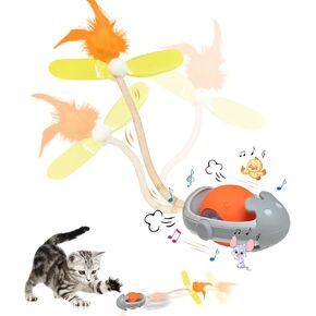 Tyasoleil Interactive Cats Toys Ball ، الفئران الرشيقة التي يمكن تخيلها حديثًا عن الكرة ، صوت الفئران والطيور ، ذيل شبكة مرنة ، ألعاب هريرة أوتوماتيكية ، ريشة بديلة ، للقطط الداخلية البالغة البالغة