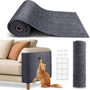 Cat Scratch Furniture Protector, Trimmable Self-Adhesive Carpet, DIY Climb Cat Scratcher Mat for Covering Cat Tower and Couch Protector from Cat Claws (39.4x15.8in Dark Gray)