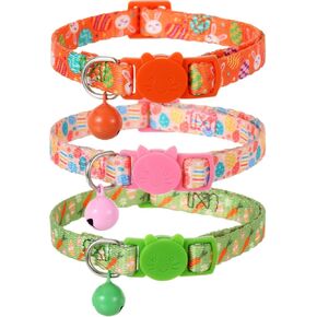 Easter Cat Collar with Bells, 3 Pack Cute Kitten Collar Breakaway