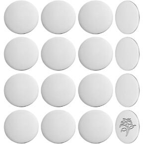 Nbeads 16 PCS 2INCH/5CM DISC من الفولاذ المقاوم للصدأ ، لوحات معدنية فارغة الصلب علامات فارغة جولة تسامي صفائح فارغة للختم المعدني وصنع المجوهرات DIY ، 2 × 0.1 بوصة