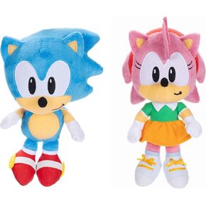 Sonic The Hedgehog 9" Plush 2-Pack, Sonic & Amy Collectible Stuffed Toy