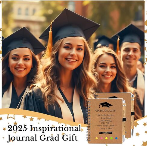20 Set Graduation Gift Bulk Class of 2025 Inspirational Spiral Kraft Notebook with Sticky Note Bamboo Ballpoint Pen Notepad for Graduation Party Favors Student Teacher College Graduate in Saudi Arabia