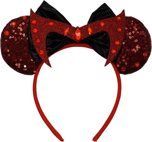 ZHENNAN Mouse Ears Headbands for Women, Glitter Hero Bows Ears Headbands, Costume Cartoon Themed Events Birthday Party Decorations Hair Accessoires in Saudi Arabia