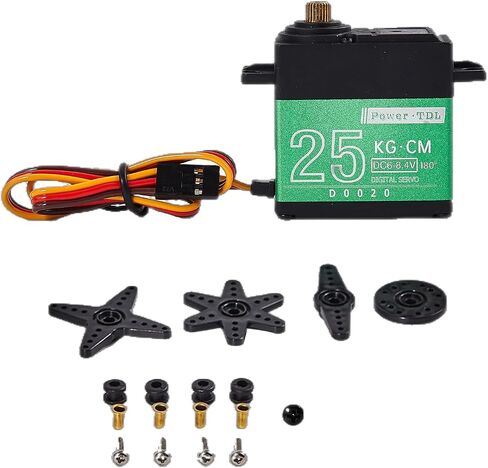 35 كجم RC Servo Motor Steering Servo Metal Gear مقاومة للماء مع 25T Servo Horn for RC Car Truck Poat Model Parts ، زاوية التحكم 180 درجة (Green-35kg) in Kuwait