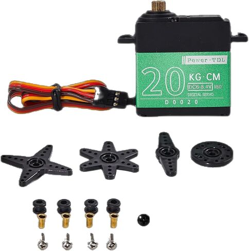 35 كجم RC Servo Motor Steering Servo Metal Gear مقاومة للماء مع 25T Servo Horn for RC Car Truck Poat Model Parts ، زاوية التحكم 180 درجة (Green-35kg) in Kuwait