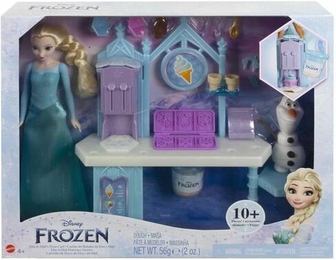 Mattel Disney Frozen Dessert Playet مع Elsa Fashion Doll ، Figure Olaf ، ألوان العجين و 10+ قطع اللعب ، مستوحاة من الفيلم in Kuwait