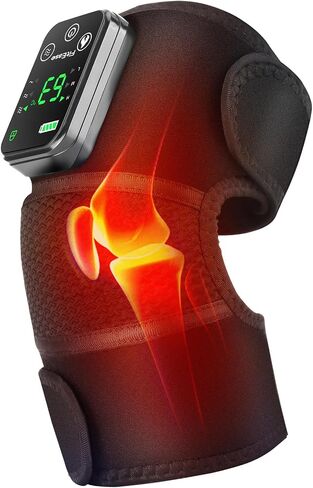 Cordless Knee Massager with Heat and Vibration, Knee Heating Pad for Knee, Heated Knee Brace, Heated Knee Massager, Heated Knee Wrap, Electric Knee Massage Black 2 Pack in Saudi Arabia