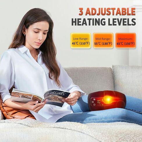 Cordless Knee Massager with Heat and Vibration, Knee Heating Pad for Knee, Heated Knee Brace, Heated Knee Massager, Heated Knee Wrap, Electric Knee Massage Black 2 Pack in Saudi Arabia