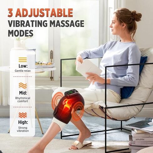 Cordless Knee Massager with Heat and Vibration, Knee Heating Pad for Knee, Heated Knee Brace, Heated Knee Massager, Heated Knee Wrap, Electric Knee Massage Black 2 Pack in Saudi Arabia