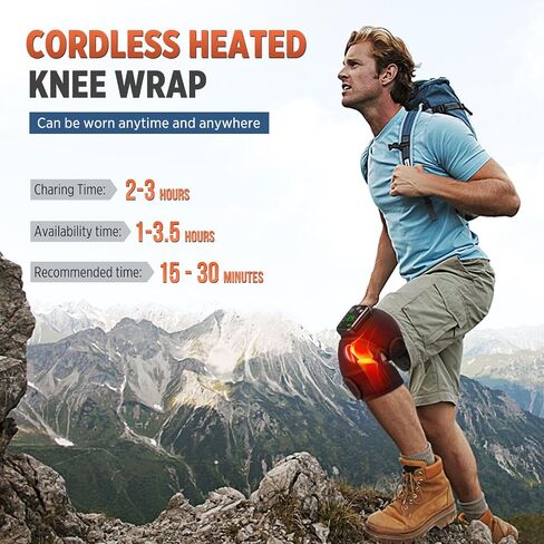 Cordless Knee Massager with Heat and Vibration, Knee Heating Pad for Knee, Heated Knee Brace, Heated Knee Massager, Heated Knee Wrap, Electric Knee Massage Black 2 Pack in Saudi Arabia