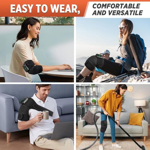 Cordless Knee Massager with Heat and Vibration, Knee Heating Pad for Knee, Heated Knee Brace, Heated Knee Massager, Heated Knee Wrap, Electric Knee Massage Black 2 Pack in Saudi Arabia
